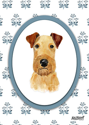 Custom Pet Portrait Blue Floral Background
