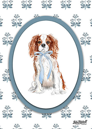 Custom Pet Portrait Blue Floral Background