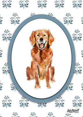 Custom Pet Portrait Blue Floral Background