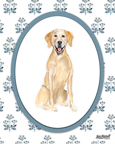 Custom Pet Portrait Blue Floral Background