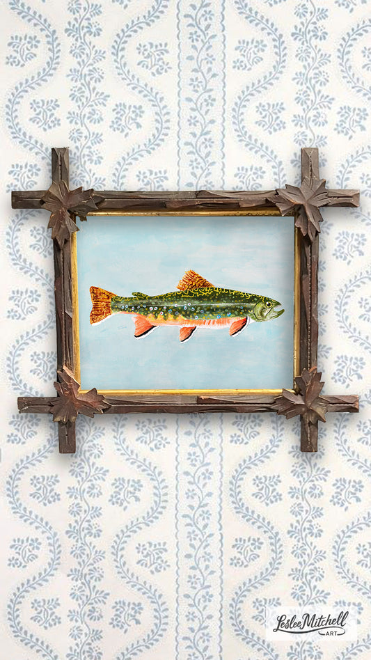 Brook Trout Tramp Art Frame Giclèe Print