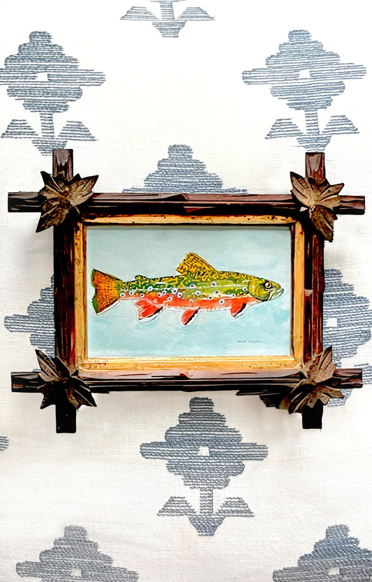 Brook Trout Tramp Art Frame Original Painting