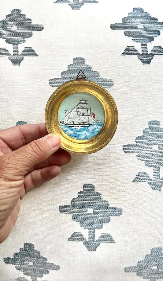 Miniature Sailing Ship Original Painting