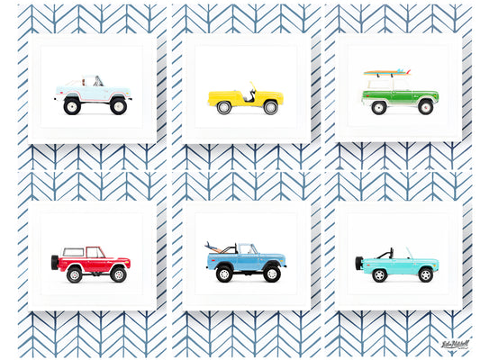 Classic Bronco Art Prints - Set of Six