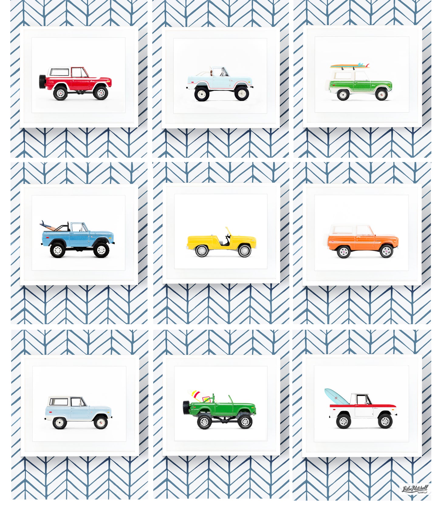 Classic Bronco Art Prints - Set of Nine