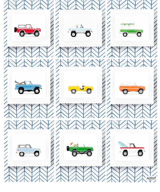 Classic Bronco Art Prints - Set of Nine