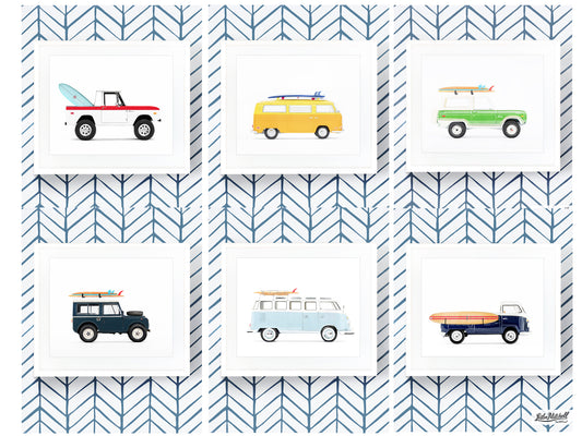 Surf Ride Classics Art Prints - Set of Six