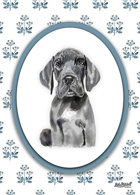 Custom Pet Portrait Blue Floral Background