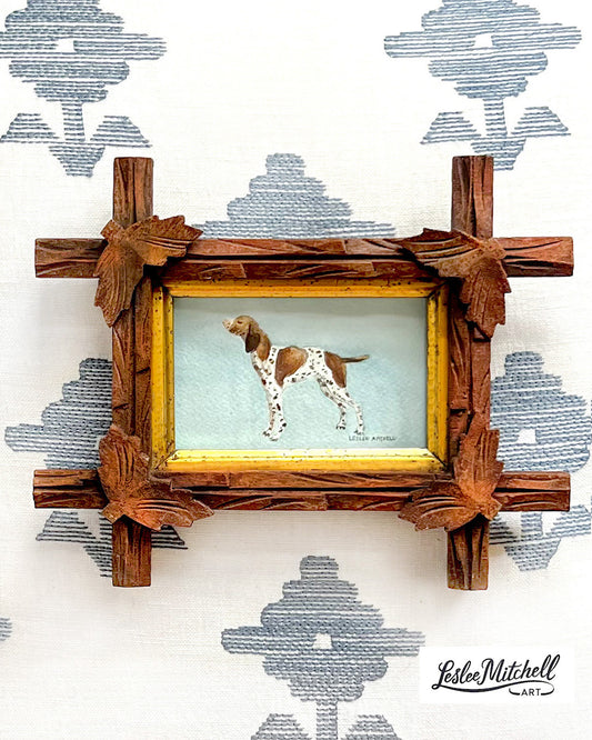 English Pointer Miniature Original Painting