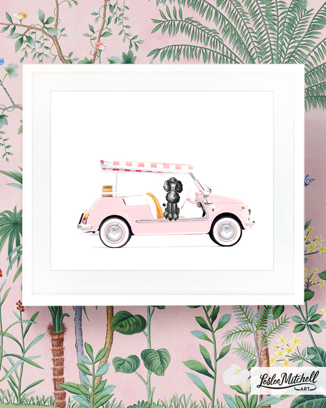 Car Series - Standard Poodle in Pink Fiat Jolly