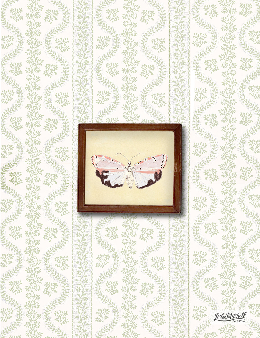 Peach Butterfly Giclèe Print Miniature Wooden Antique Frame (Copy)