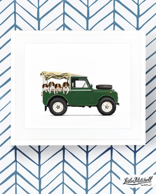 Car Series - Green Defender Four English Springer Spaniel