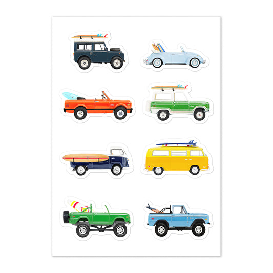 Classic Surf Cars Sticker Sheet
