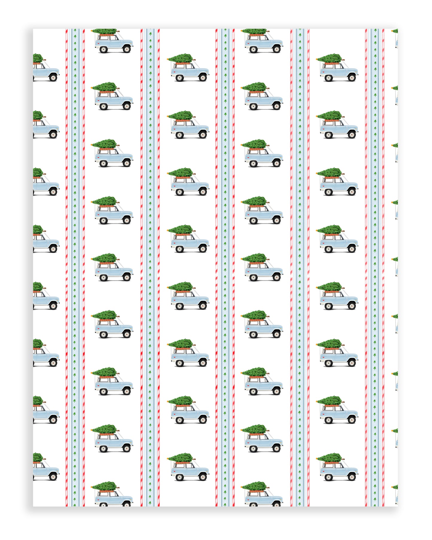 Christmas Gift Wrap - Powder Blue Bronco Christmas