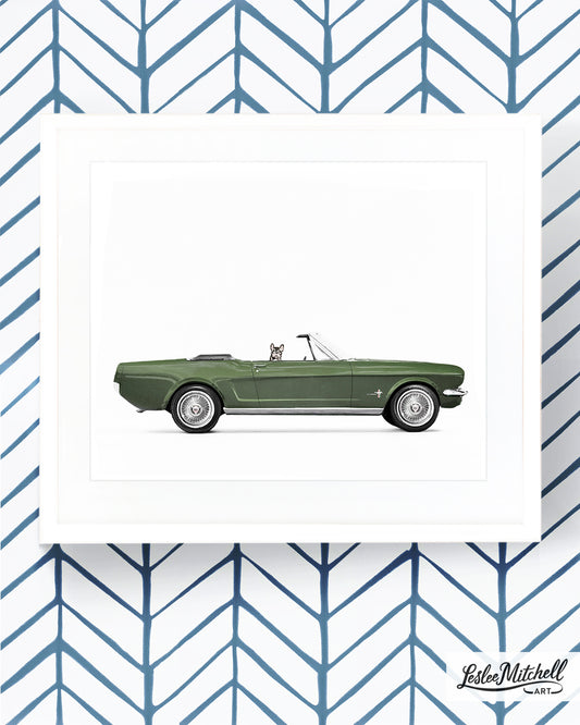 Car Series - Frenchie Sage Green Convertible Mustang
