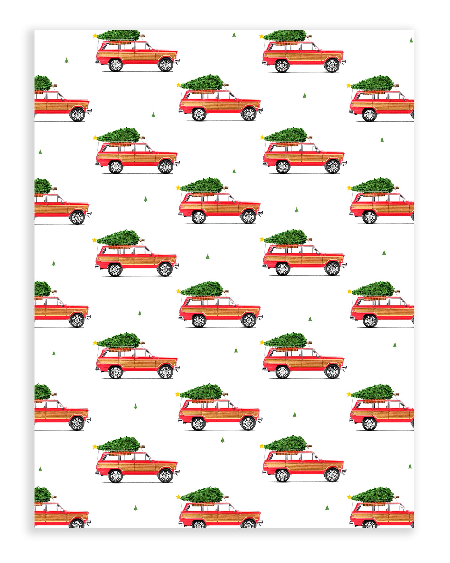 Christmas Gift Wrap - Red Jeep Wagoneer
