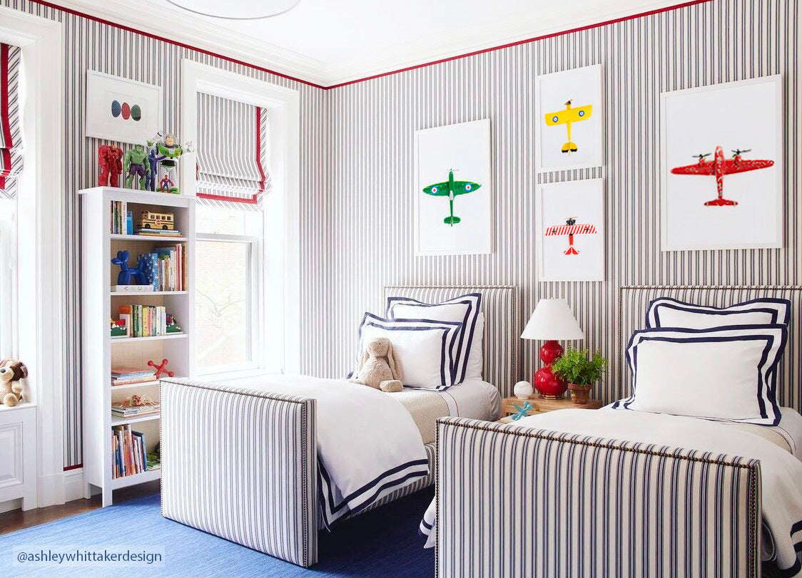 Airplane Series - Red White Stripe Airplane Overhead