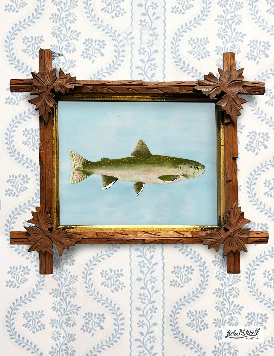 Bull Trout Tramp Art Frame On Blue Giclèe Print
