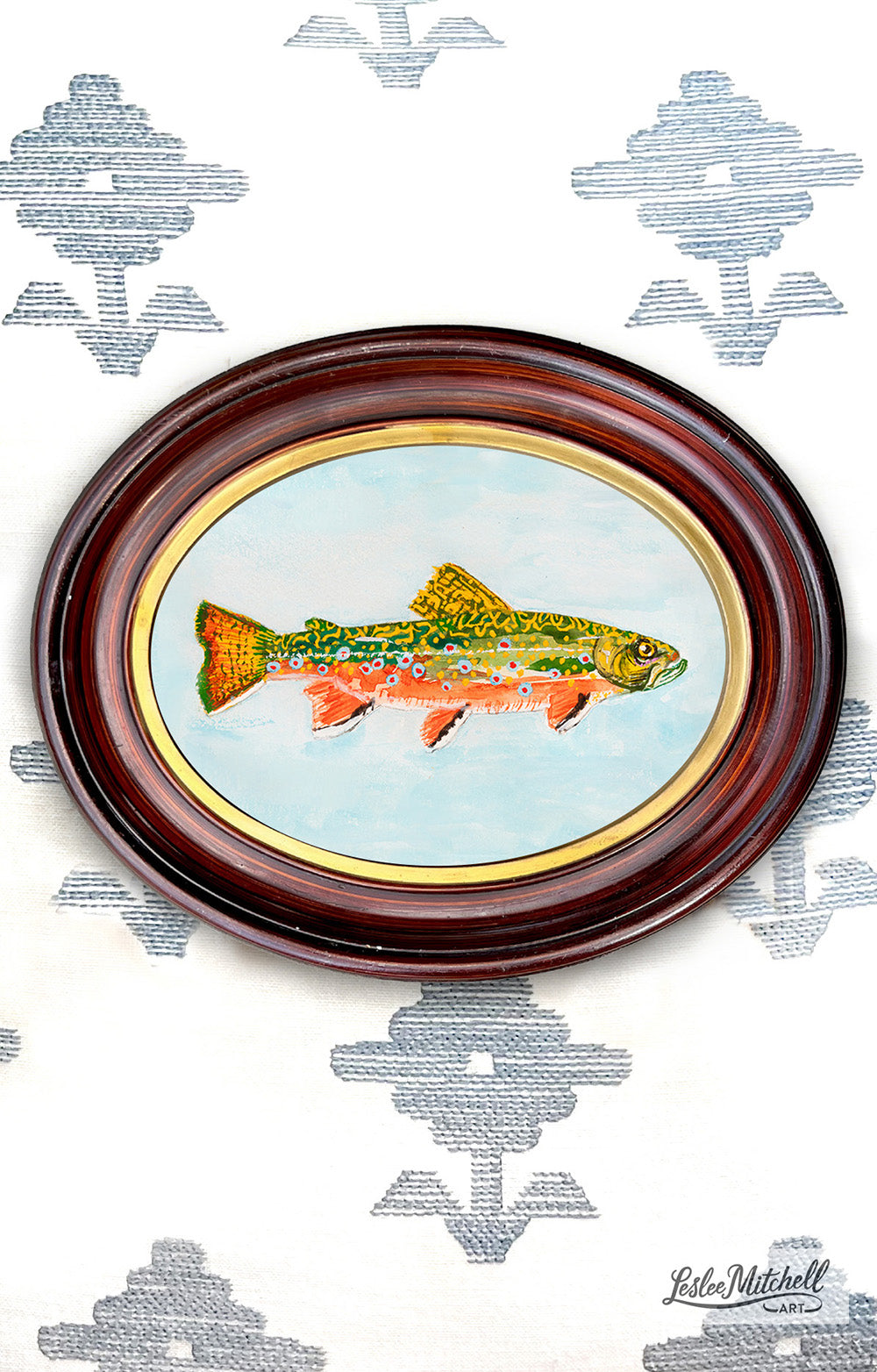 Brook Trout Antique Walnut Frame Giclée Print