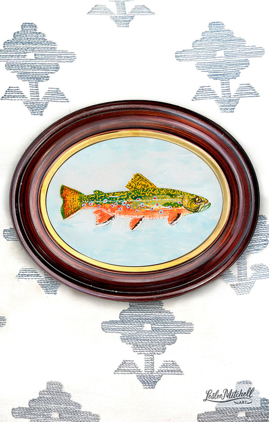 Brook Trout Antique Walnut Frame Giclée Print
