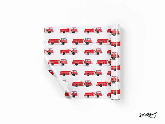 Wrapping Paper -  Fire Truck 2 Birthday Gift Wrap