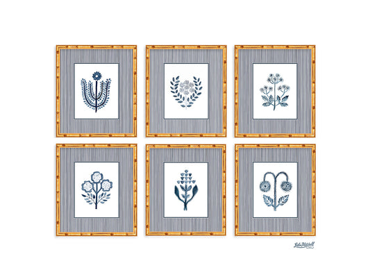 Navy Botanicals Framed Bundled or Individual