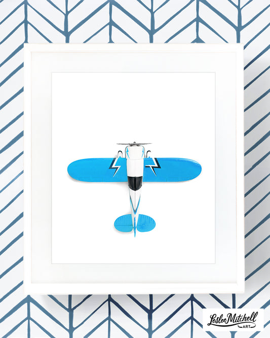 Airplane Series -Blue Wing Airplane Overhead