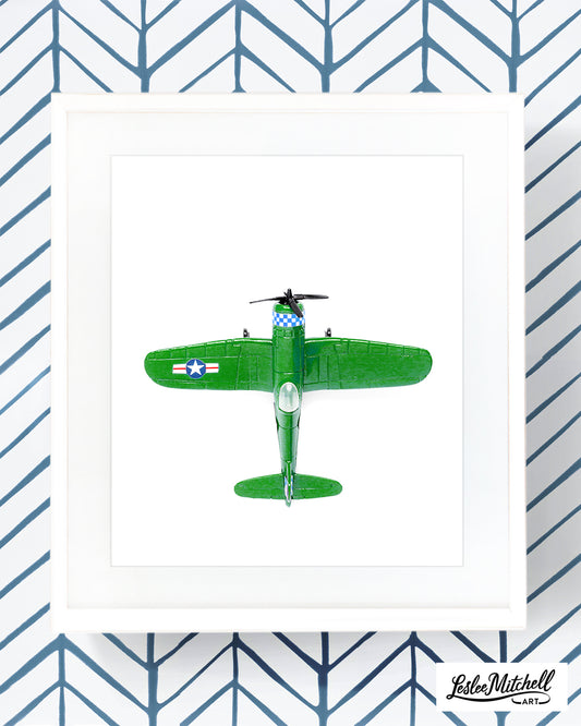 Airplane Series - Airplane Green Blue Check Overhead