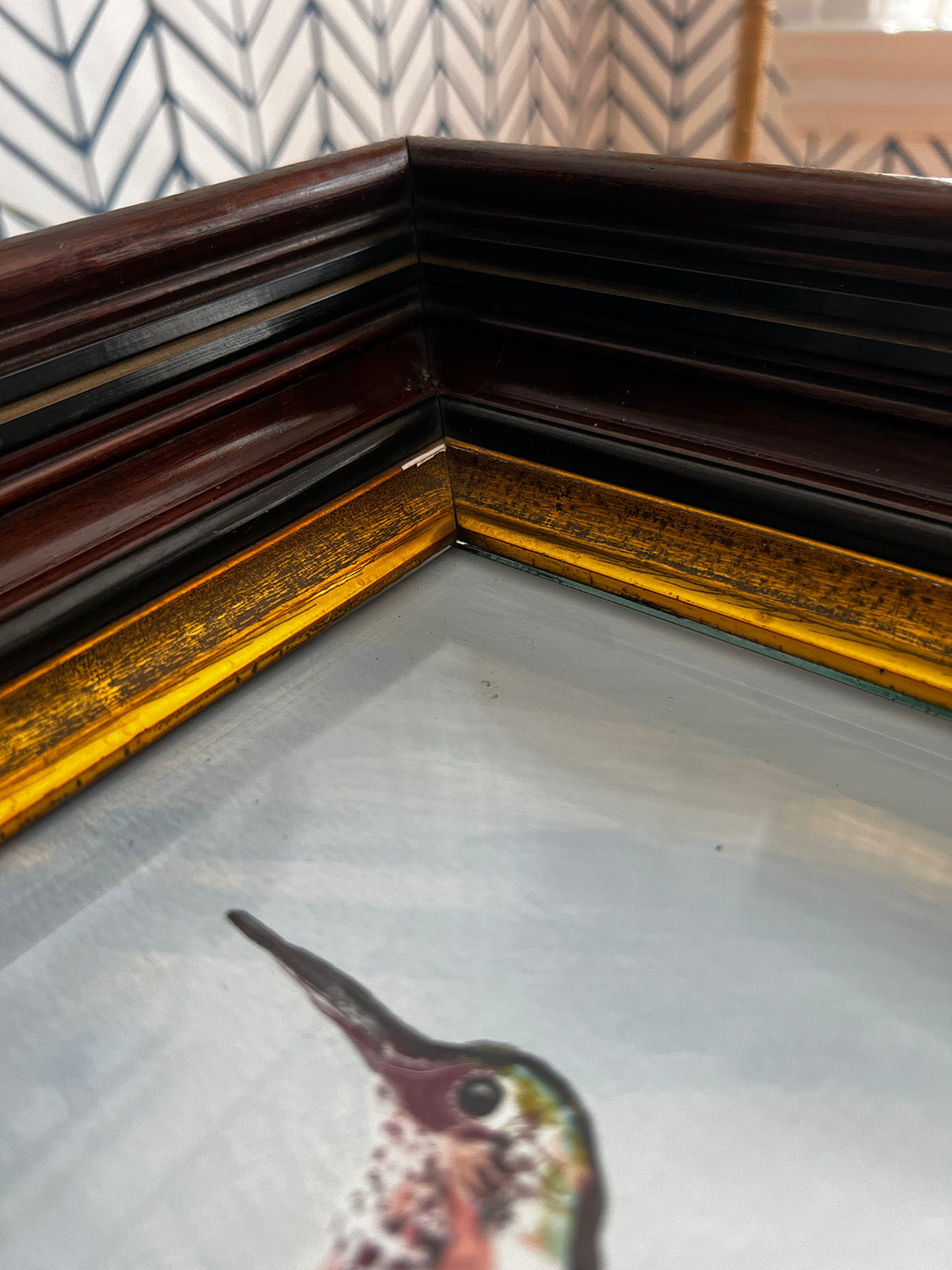 Hummingbird Giclèe Art Print in Victorian Deep Well Wood Frame