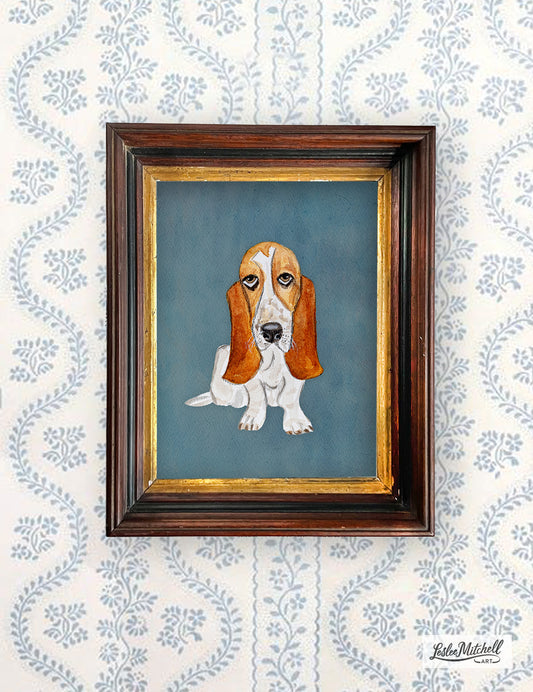 Antique Framed Basset Hound Giclèe Art Print