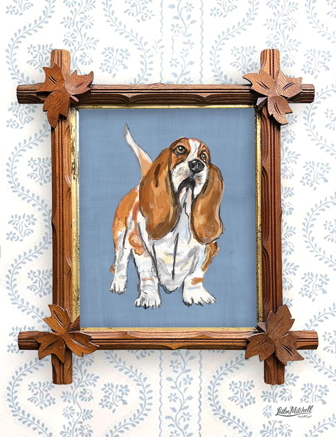 Bassett Hound Giclèe Print in Adirondack Frame