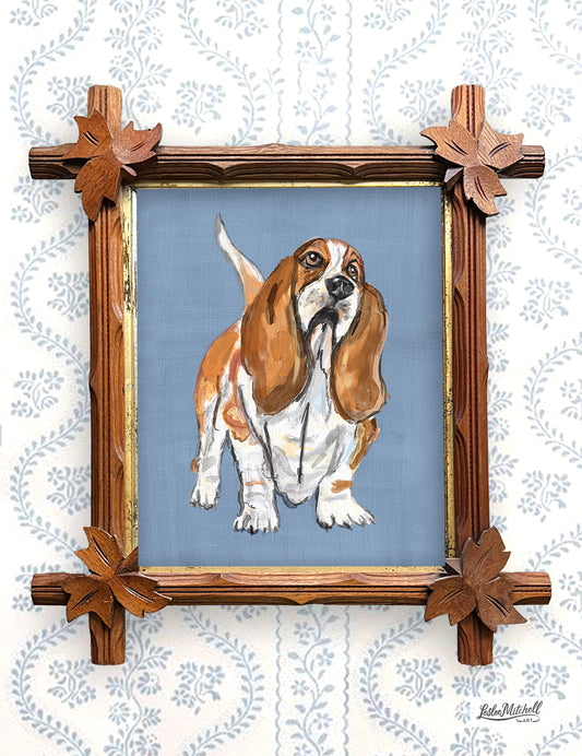 Bassett Hound Giclèe Print in Adirondack Frame