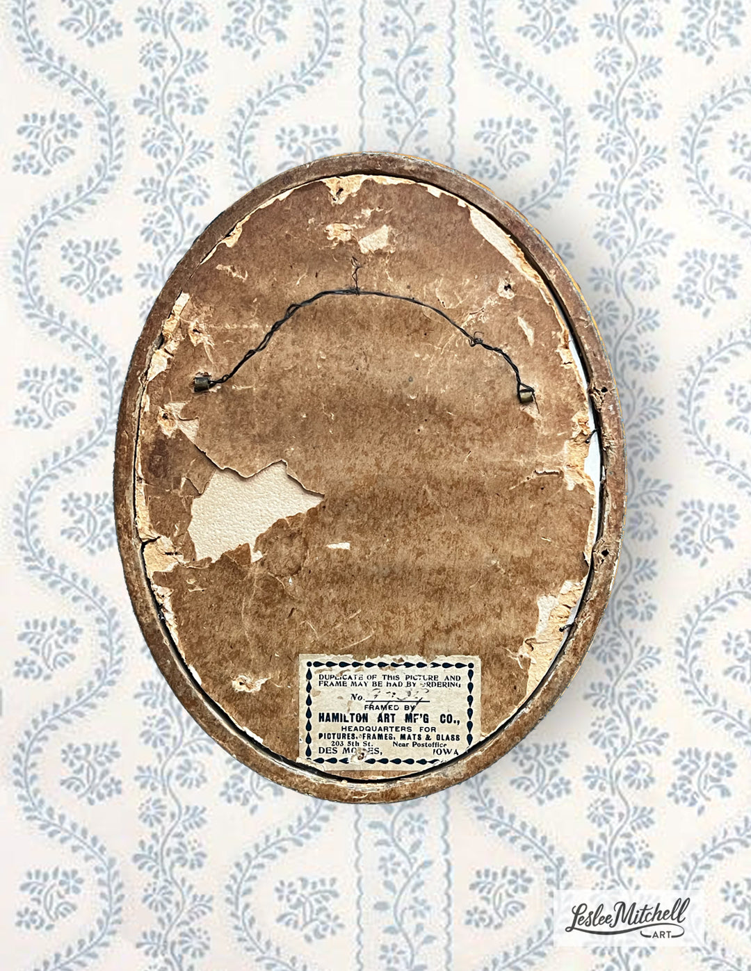 Basset Hound Giclèe Print in Antique Oval Gilded Frame