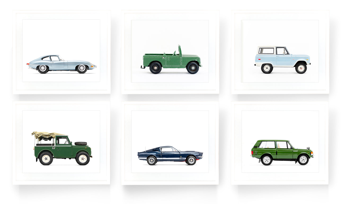 The Blue and Green Car Wall — Set of 6 Prints