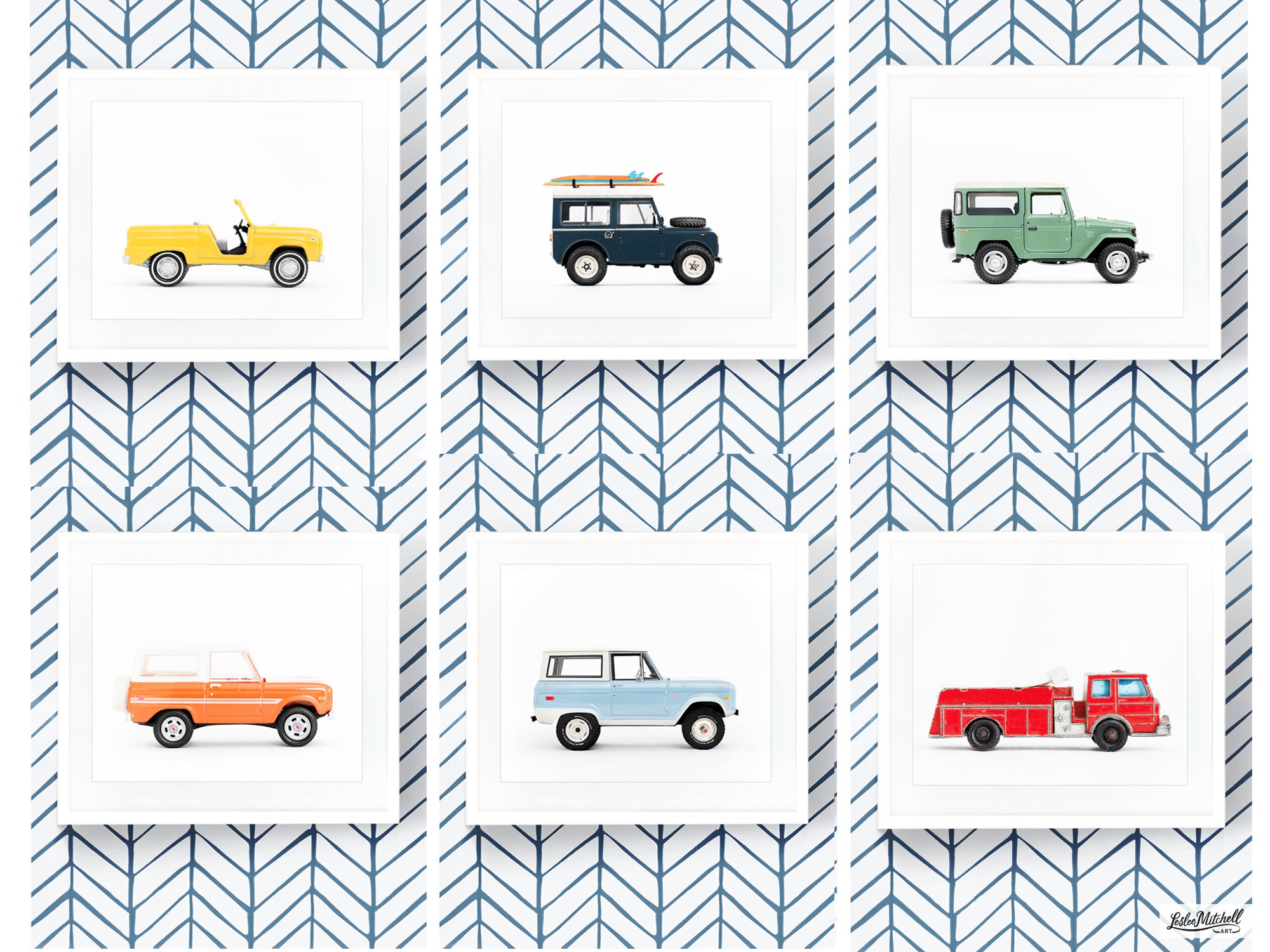 Cars Collection Print Classic Car Art Prints - Set of Six – Leslee Mitchell Art