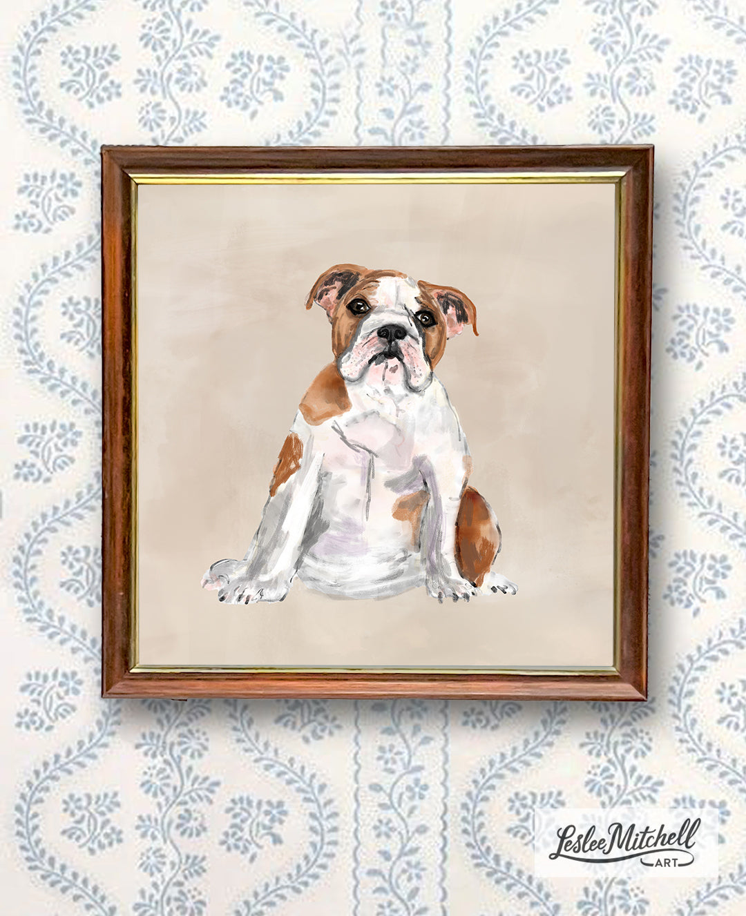 Antique Frame English Bulldog Giclée Print