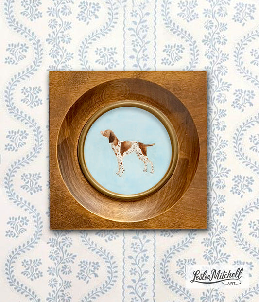 English Pointer Portrait On Blue Giclée Print