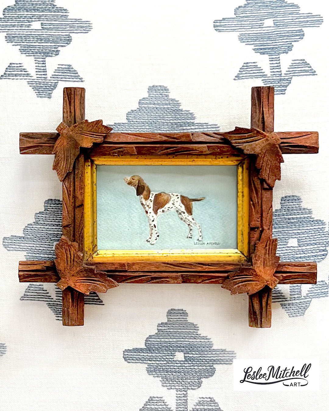 English Pointer Miniature Original Painting
