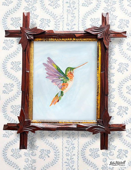 Hummingbird Giclèe Print Antique Black Forest Frame