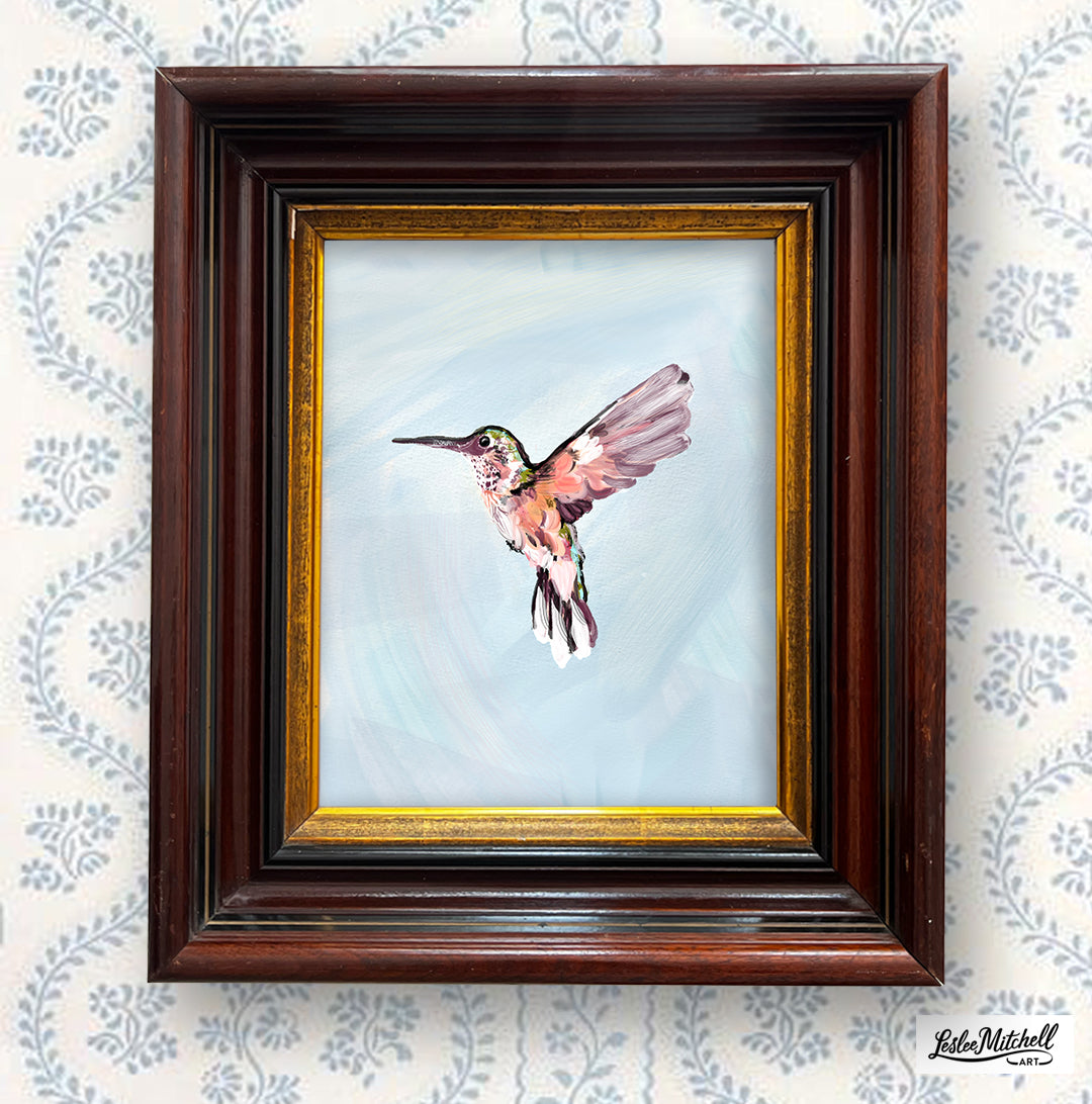 Hummingbird Giclèe Art Print in Victorian Deep Well Wood Frame