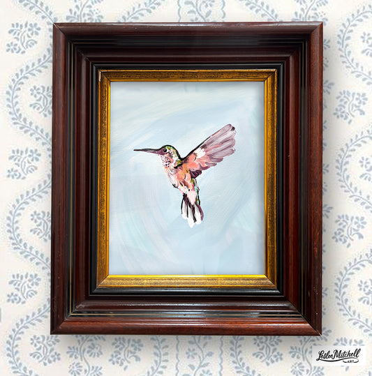 Hummingbird Giclèe Art Print in Victorian Deep Well Wood Frame