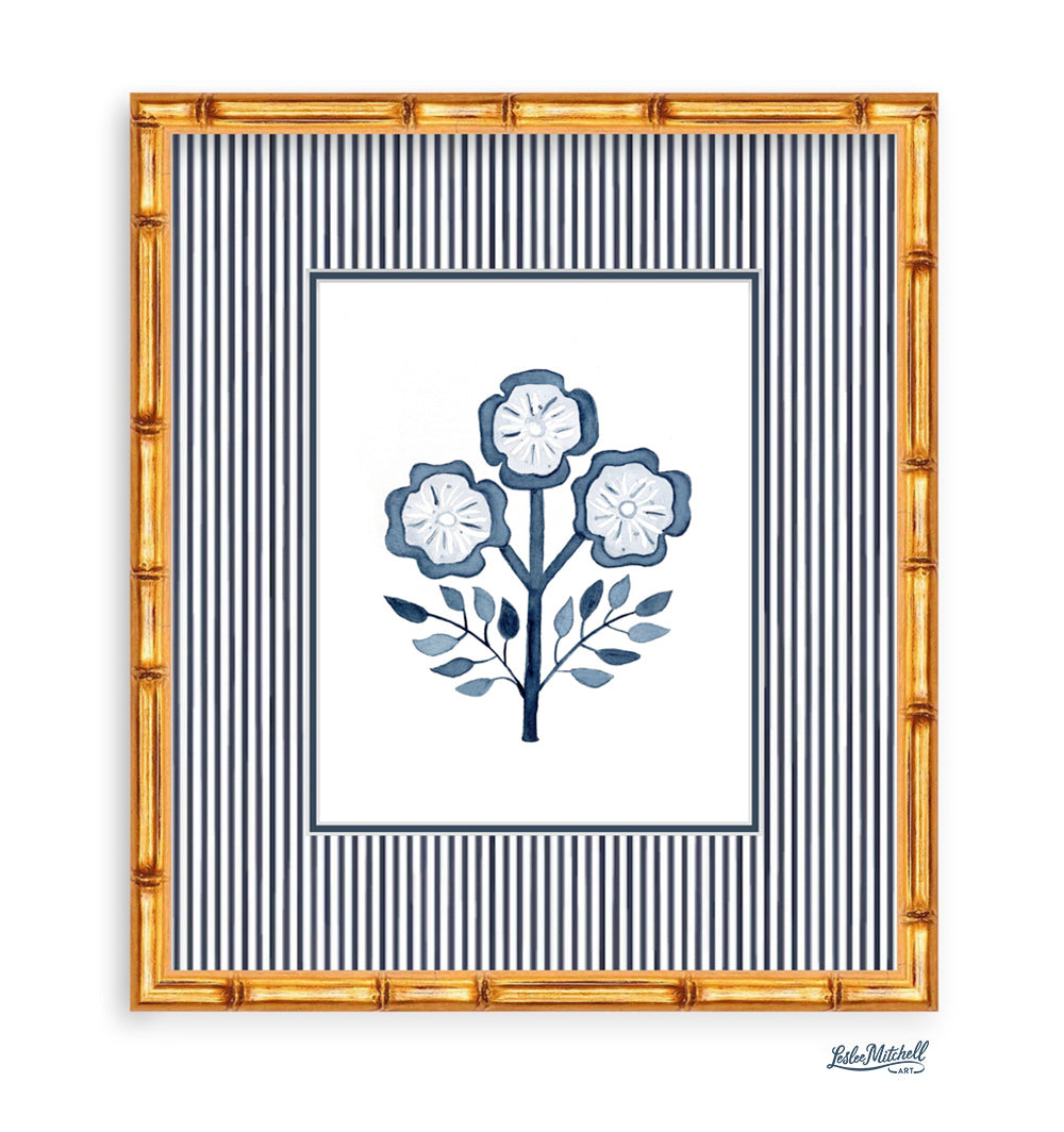 Navy Botanicals Framed Bundled or Individual