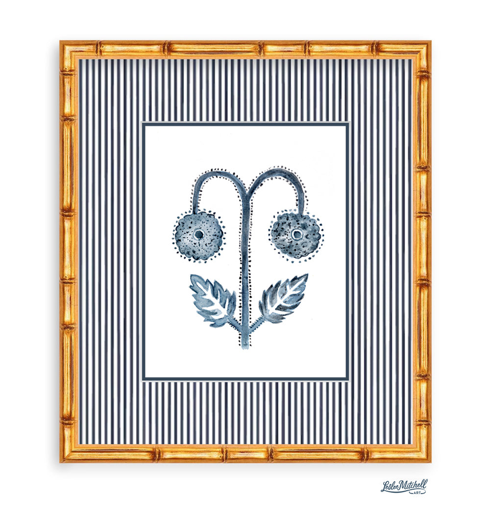 Navy Botanicals Framed Bundled or Individual