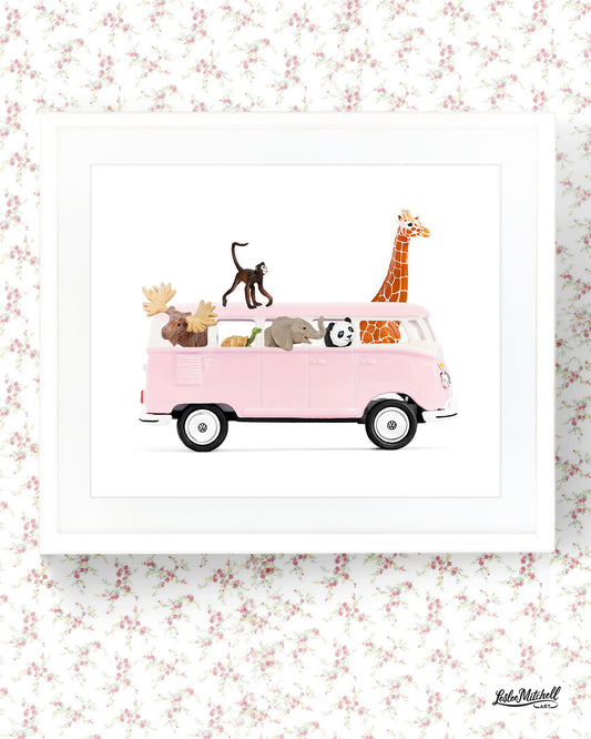 Car Series - Animals in Pink Van