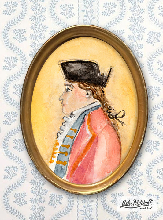 18th-Century English Portraiture Replica Giclée Print Antique Oval Frame
