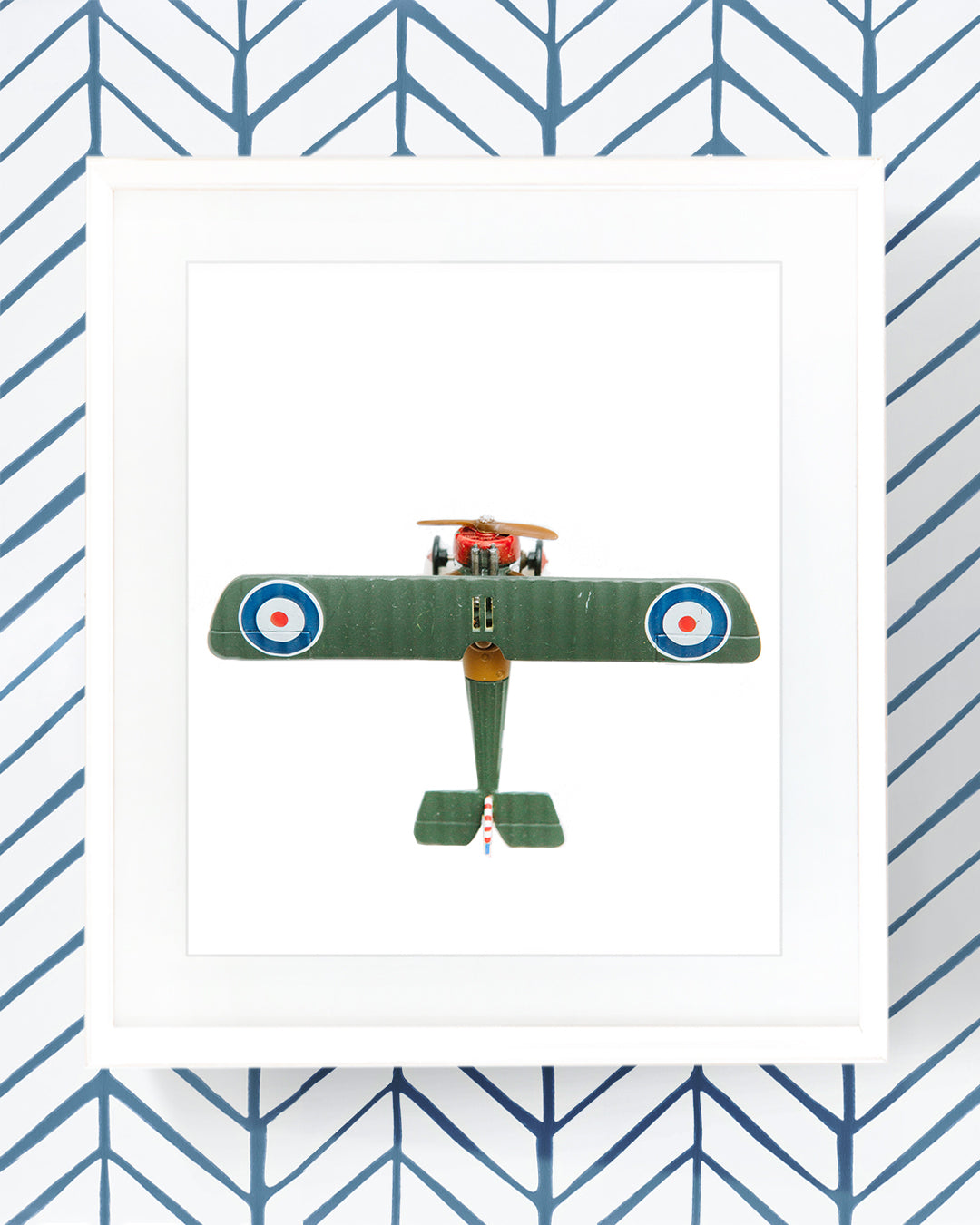 Airplane Series - Army Green Biplane Airplane Overhead