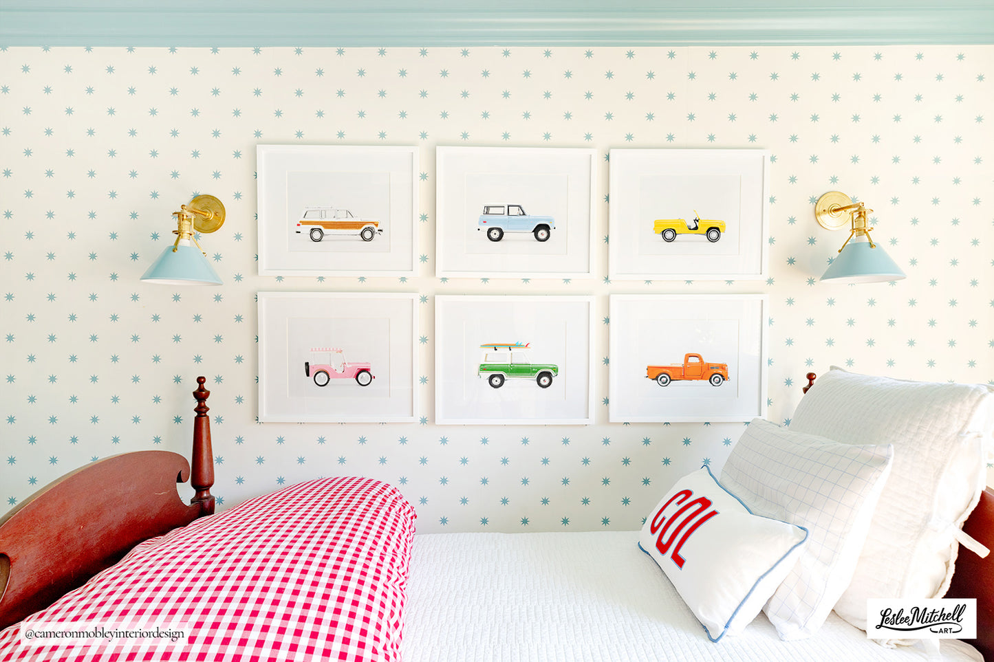 Set of Six - Classic Car Art Prints Designer Curated