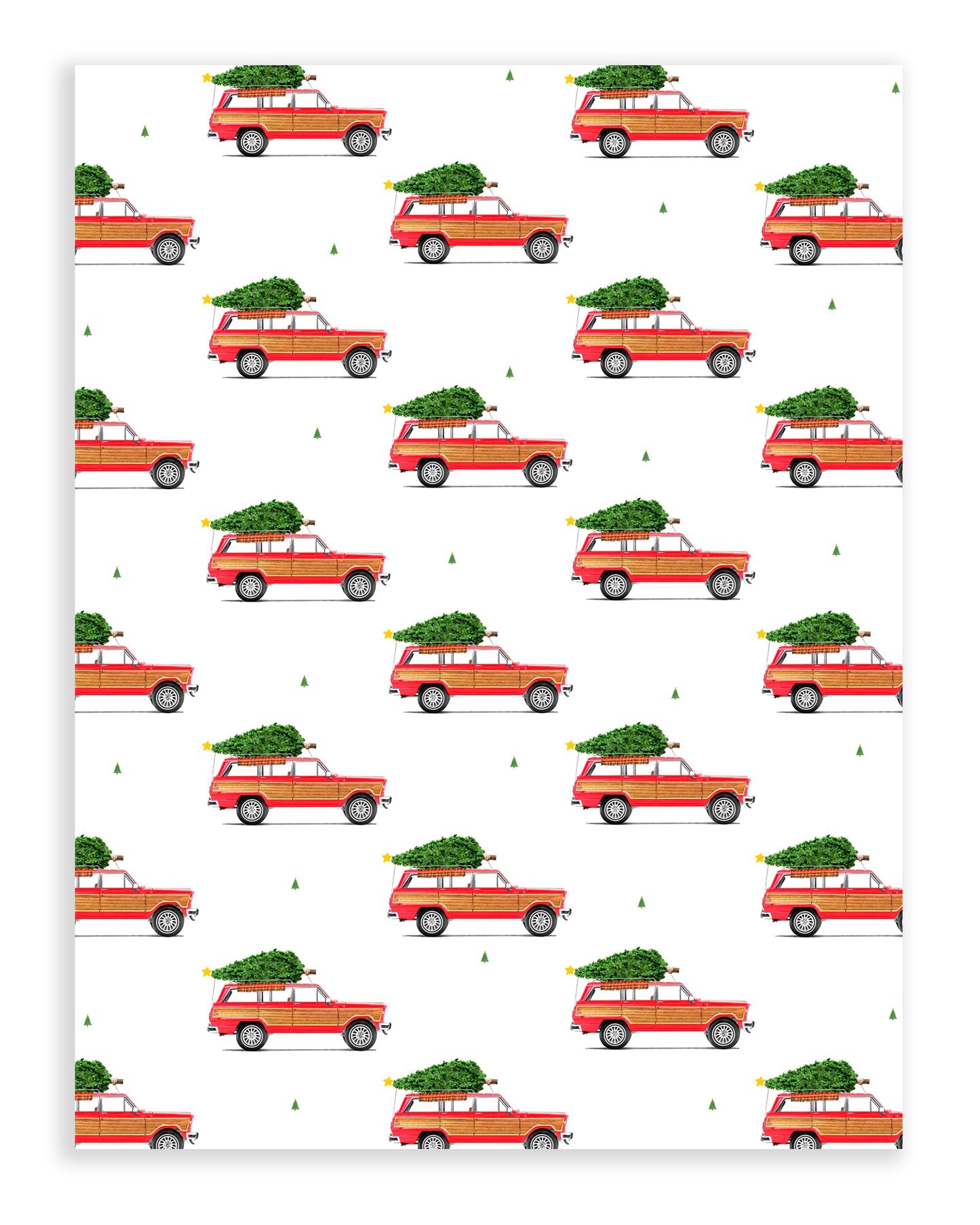 Christmas Gift Wrap -  Red Jeep Wagoneer