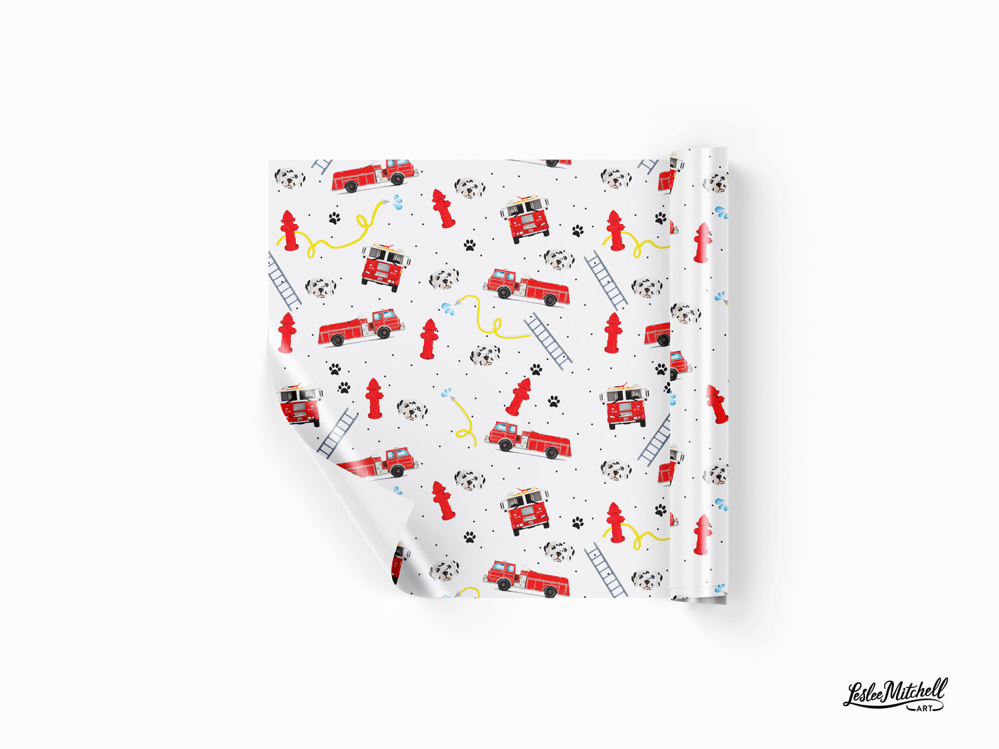 Wrapping Paper -  Fire Truck Birthday Gift Wrap