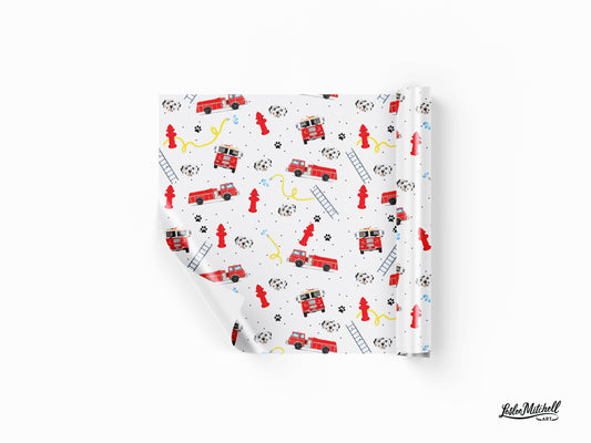 Wrapping Paper -  Fire Truck Birthday Gift Wrap